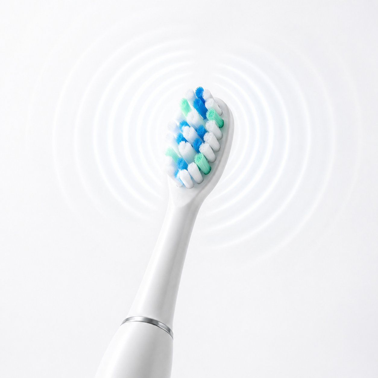 Snosha N2 white sonic toothbrush head with 42000 VPM vibration waves graphic